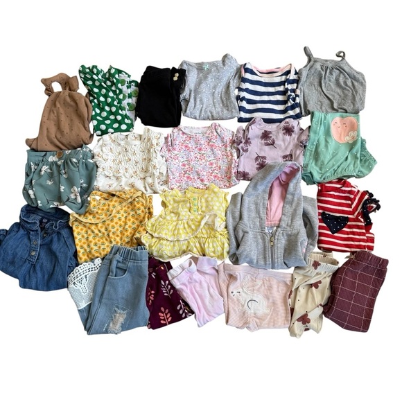 6M Baby Girls Bundle Set Lot 22PC Pants Leggings Tops Onesies Hoodie - Picture 1 of 9
